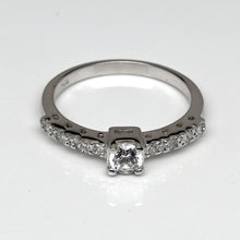 Load image into Gallery viewer, 925 Sterling Silver 4mm Stimulated Diamond Center Solitaire Engagement Ring
