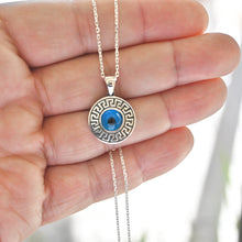 Load image into Gallery viewer, 925 Sterling Silver Grecian Evil Eye Pendant Necklace
