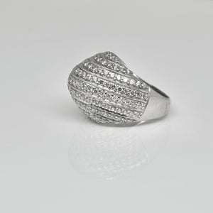 925 Sterling Silver High Dome Pave Cocktail Ring