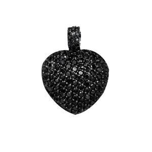 925 Dazzling Sterling Silver 1" Puffed Micro Pave Heart Pendant