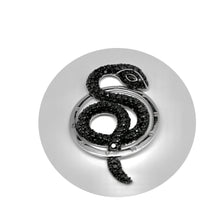 Load image into Gallery viewer, 925 Sterling Silver XL Black Micro Pave Snake Pendant/Medallion
