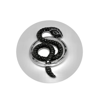 925 Sterling Silver XL Black Micro Pave Snake Pendant/Medallion