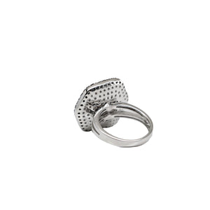 925 Sterling Silver XL Micro Pave Flower Cocktail Ring with Diamond Stimulants