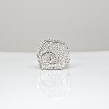 Load image into Gallery viewer, 925 Sterling Silver XL Micro Pave Flower Cocktail Ring with Diamond Stimulants
