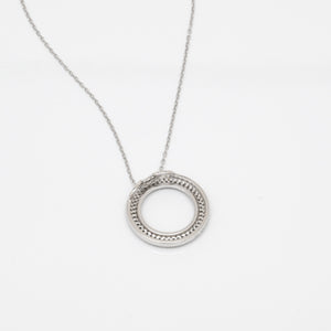 925 Sterling Silver Micro Pave "O" Round Ring Necklace