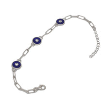 Load image into Gallery viewer, 925 Sterling Silver Paper Clip with Modern Evil Eye Disc Bracelet
