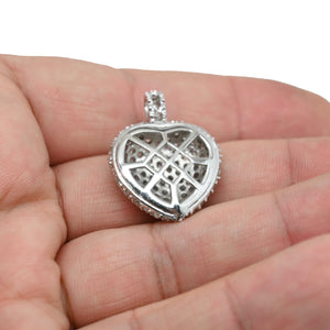 925 Dazzling Sterling Silver 1" Puffed Micro Pave Heart Pendant