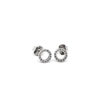 Load image into Gallery viewer, 925 Sterling Silver Small Round Cut Out CZ Earrings
