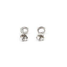 Load image into Gallery viewer, 925 Sterling Silver Small Round Cut Out CZ Earrings
