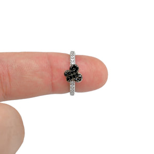 925 Sterling Silver Tiny Micro Pave Stackable Black Butterfly Ring