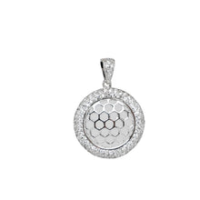 Load image into Gallery viewer, 925 Sterling Silver Dangling Beehive Disk Pendant with Micro Pave Diamond Stimulants Necklace
