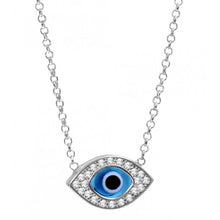 Load image into Gallery viewer, 925 Sterling Silver Almond Shaped with Murano Glass Evil Eye Necklace
