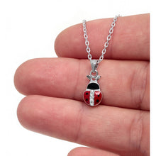 Load image into Gallery viewer, 925 Sterling Silver Red Enamel LadyBug Necklace
