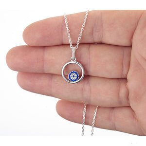 925 Sterling Silver Round Evil Eye in a Round frame