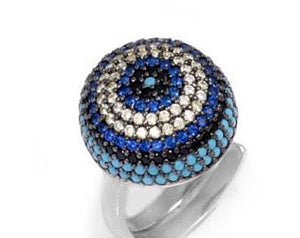925 Sterling Silver Evil Eye Dome Cocktail Ring