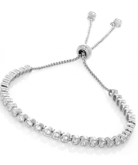 925 Sterling Silver Bezel Set Adjustable Tennis Bracelet