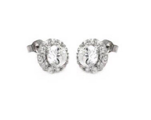 925 Sterling Silver Halo Stud Earrings