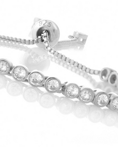 925 Sterling Silver Bezel Set Adjustable Tennis Bracelet