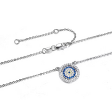 Load image into Gallery viewer, 925 Sterling Silver Round Framed Evil Eye Pendant Necklace
