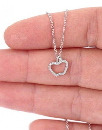 925 Sterling Silver Apple Necklace
