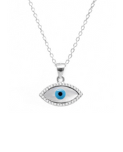 Load image into Gallery viewer, 925 Sterling Silver Mother of Pearl Evil Eye Necklace
