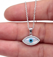 Load image into Gallery viewer, 925 Sterling Silver Mother of Pearl Evil Eye Necklace
