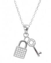 Load image into Gallery viewer, 925 Sterling Silver Lock and Key Necklace
