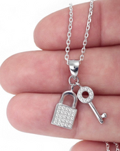 Load image into Gallery viewer, 925 Sterling Silver Lock and Key Necklace
