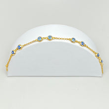 Load image into Gallery viewer, 18K Gold Plated Two by Two Double Sided Crystal Evil Eye Bracelet
