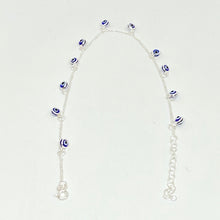 Load image into Gallery viewer, 925 Sterling Silver Anklet with Dangling Blue Evil Eyes
