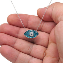 Load image into Gallery viewer, 925 Sterling Silver Modern Marquee Bezel Set Evil Eye Necklace
