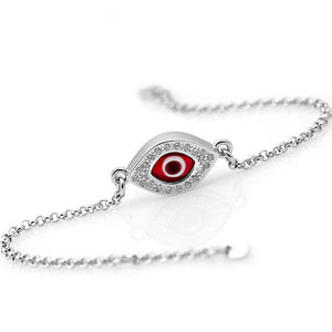 925 Sterling Silver Red Evil Eye Bracelet-0