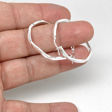 Load image into Gallery viewer, Sterling Silver Flat Squiggly 35mm Hoop Earrings
