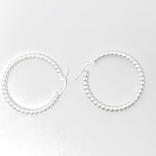 Load image into Gallery viewer, Sterling Silver Beaded 30mm Hoop Earrings

