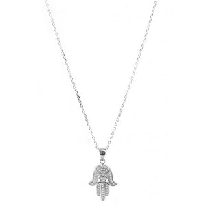 Sterling silver Hamsa necklace with cz-254