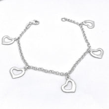 Load image into Gallery viewer, 925 Sterling Silver Floating Open Hearts Dangling Bracelet
