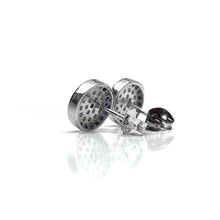 Load image into Gallery viewer, 925 Sterling Silver Large Round Pave Evil Eye Stud Earrings

