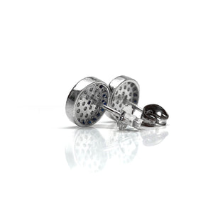 925 Sterling Silver Large Round Pave Evil Eye Stud Earrings