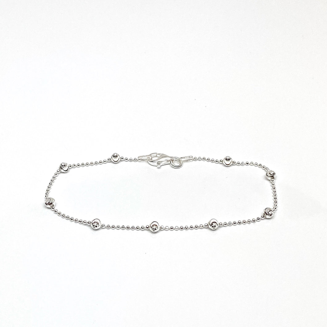Sterling Silver Diamond Cut Balls Chain with Extra Diamond Cut Balls Bracelet/Anklet