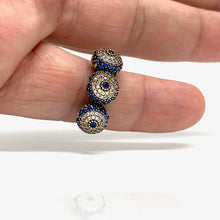 Load image into Gallery viewer, 925 Sterling Silver Oxidized Tripple Eye Sapphire Ring
