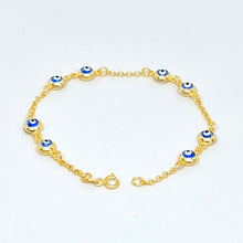 Load image into Gallery viewer, 18K Gold Plated Two by Two Double Sided Crystal Evil Eye Bracelet

